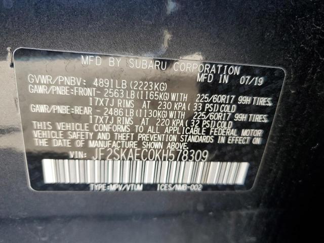 Photo 10 from auction – 2019 SUBARU FORESTER P with VIN JF2SKAEC0KH578309