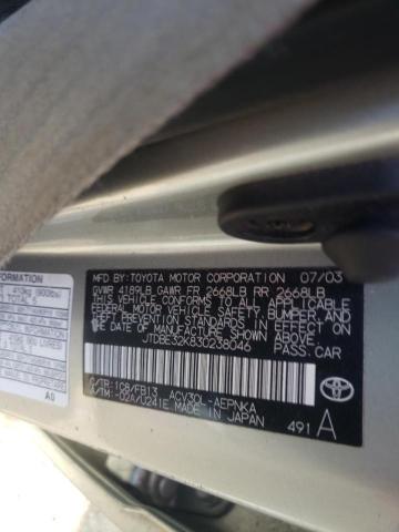 Photo 10 from auction – 2003 TOYOTA CAMRY LE with VIN JTDBE32K830238046