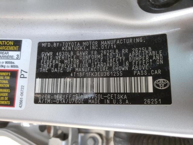 Photo 10 from auction – 2014 TOYOTA CAMRY L with VIN 4T1BF1FK3EU361255