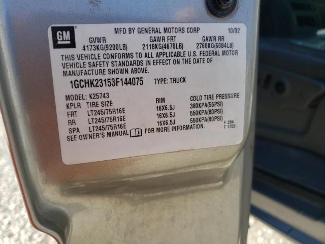 Photo 10 from auction – 2003 CHEVROLET SILVERADO with VIN 1GCHK23153F144075