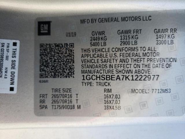 Photo 10 from auction – 2019 CHEVROLET COLORADO with VIN 1GCHSBEA7K1222977