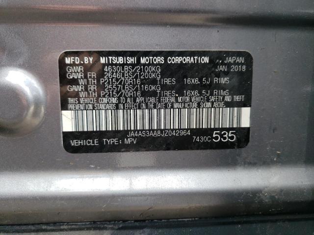 Photo 10 from auction – 2018 MITSUBISHI ECLIPSE CR with VIN JA4AS3AA8JZ042964