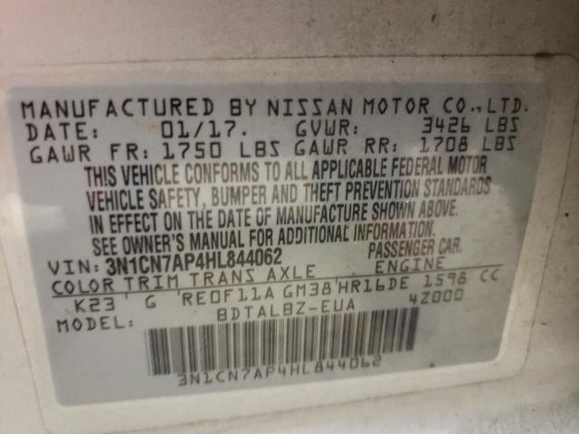 Photo 10 from auction – 2017 NISSAN VERSA S with VIN 3N1CN7AP4HL844062