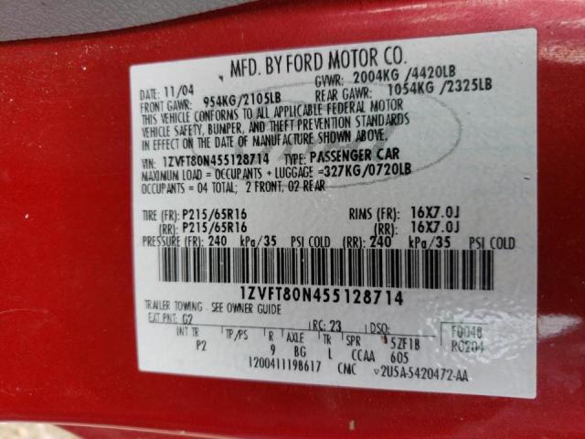 Photo 10 from auction – 2005 FORD MUSTANG with VIN 1ZVFT80N455128714