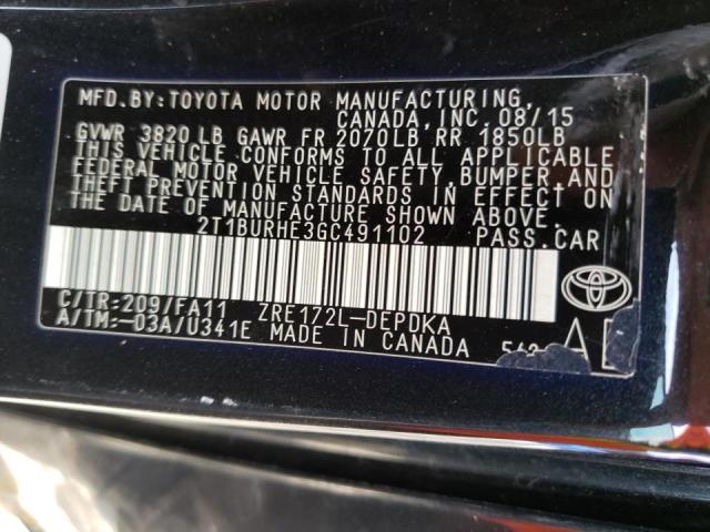 Photo 10 from auction – 2016 TOYOTA COROLLA L with VIN 2T1BURHE3GC491102