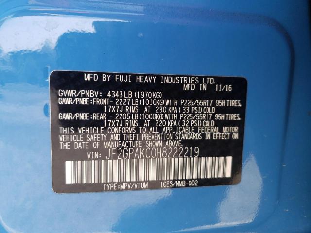 Photo 10 from auction – 2017 SUBARU CROSSTREK with VIN JF2GPAKC0H8222219