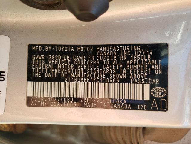 Photo 10 from auction – 2014 TOYOTA COROLLA L with VIN 2T1BURHE1EC110666