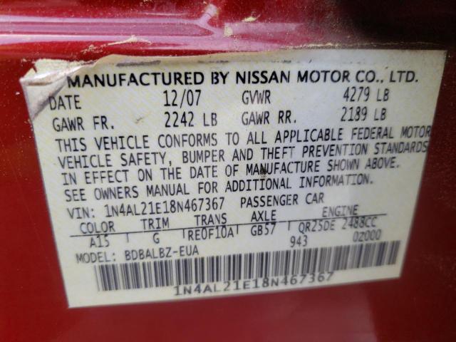 Photo 10 from auction – 2008 NISSAN ALTIMA 2.5 with VIN 1N4AL21E18N467367