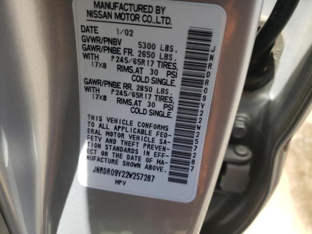 Photo 10 from auction – 2002 INFINITI QX4 with VIN JNRDR09Y22W257287