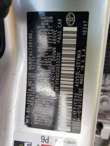 Photo 10 from auction – 2012 TOYOTA CAMRY BASE with VIN 4T1BF1FK0CU023230