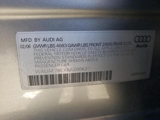 Photo 10 from auction – 2006 AUDI A4 2 TURBO with VIN WAUAF78EX6A200637