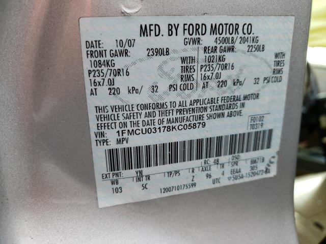 Photo 10 from auction – 2008 FORD ESCAPE XLT with VIN 1FMCU03178KC05879