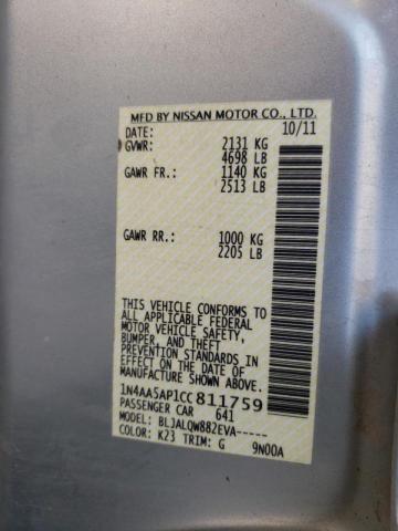 Photo 10 from auction – 2012 NISSAN MAXIMA S with VIN 1N4AA5AP1CC811759