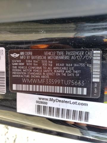 Photo 10 from auction – 2009 MINI COOPER with VIN WMWMF33599TU75633