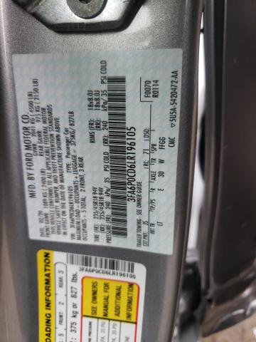 Photo 10 from auction – 2020 FORD FUSION SEL with VIN 3FA6P0CD6LR196105
