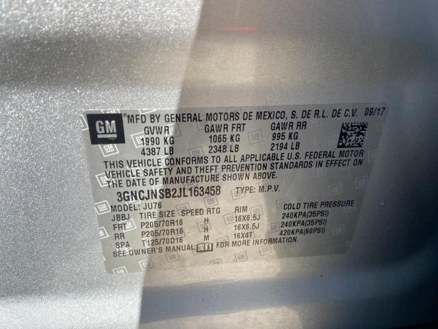 Photo 10 from auction – 2018 CHEVROLET TRAX LS with VIN 3GNCJNSB2JL163458