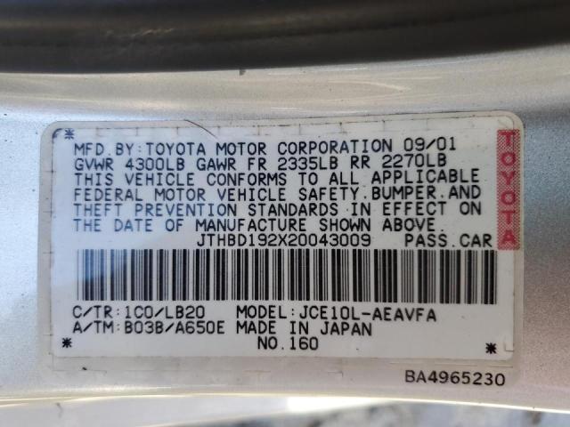 Photo 10 from auction – 2002 LEXUS IS 300 with VIN JTHBD192X20043009