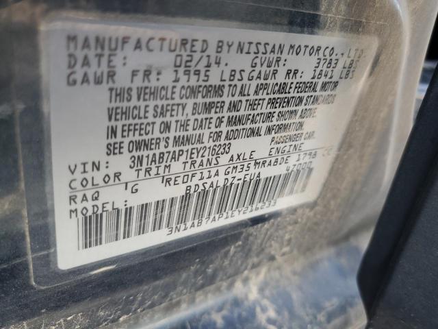 Photo 10 from auction – 2014 NISSAN SENTRA S with VIN 3N1AB7AP1EY216233
