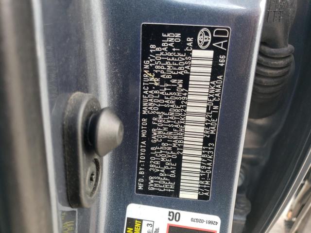 Foto 10 de la subasta – 2019 TOYOTA COROLLA L con VIN 2T1BURHEXKC212947