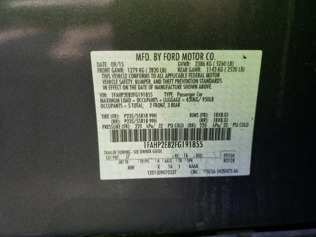 Photo 10 from auction – 2015 FORD TAURUS SEL with VIN 1FAHP2E82FG191855