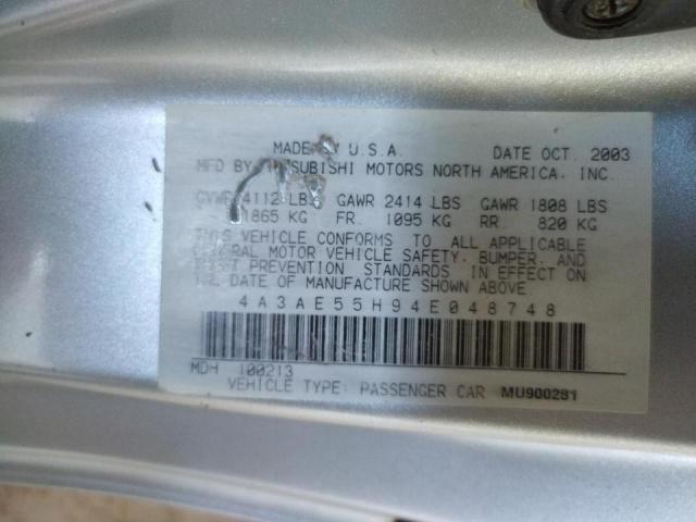 Photo 10 from auction – 2004 MITSUBISHI ECLIPSE SP with VIN 4A3AE55H94E048748
