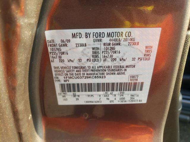 Photo 10 from auction – 2009 FORD ESCAPE XLT with VIN 1FMCU03729KC85923