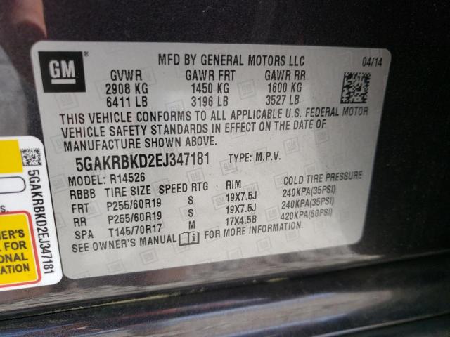 Photo 10 from auction – 2014 BUICK ENCLAVE with VIN 5GAKRBKD2EJ347181
