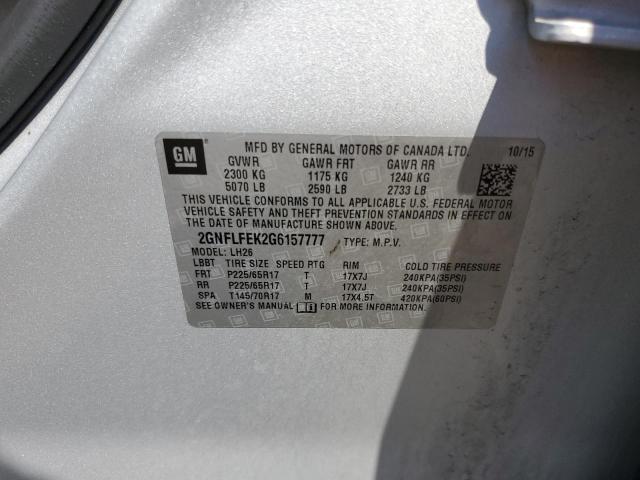 Photo 10 from auction – 2016 CHEVROLET EQUINOX LT with VIN 2GNFLFEK2G6157777
