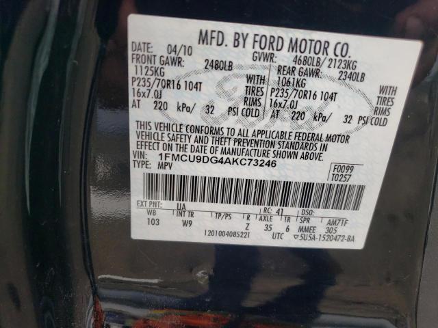 Photo 10 from auction – 2010 FORD ESCAPE XLT with VIN 1FMCU9DG4AKC73246