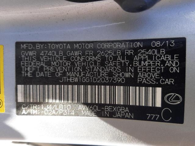 Photo 10 from auction – 2013 LEXUS ES 300H with VIN JTHBW1GG1D2037390
