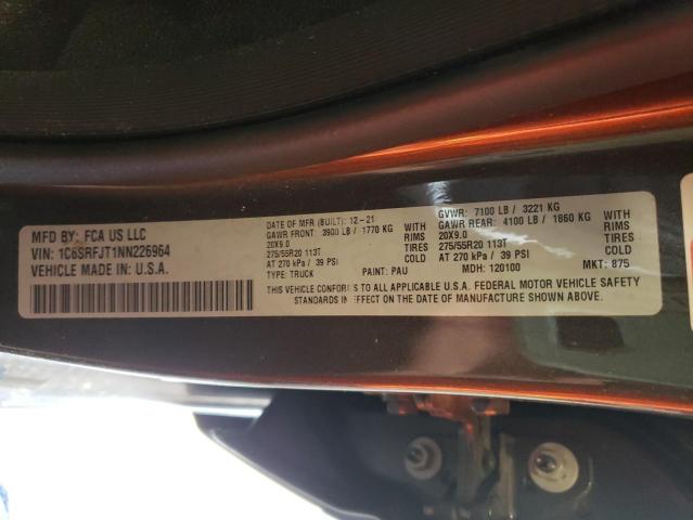 Photo 10 from auction – 2022 RAM 1500 LARAM with VIN 1C6SRFJT1NN226964