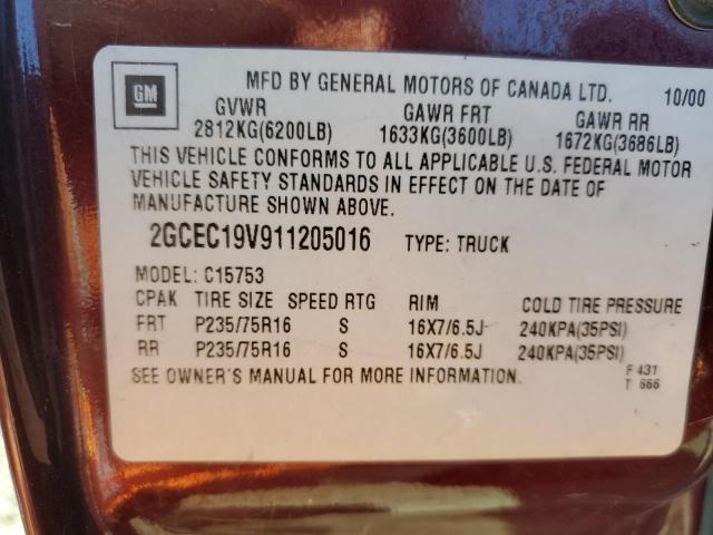 Photo 10 from auction – 2001 CHEVROLET SILVERADO with VIN 2GCEC19V911205016