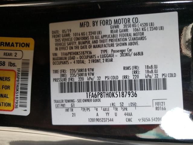 Photo 10 from auction – 2019 FORD MUSTANG with VIN 1FA6P8TH0K5187936