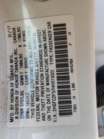 Photo 10 from auction – 2017 HONDA CIVIC LX with VIN 2HGFC2F57HH515022