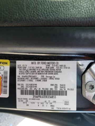 Photo 10 from auction – 2014 FORD FUSION SE with VIN 3FA6P0LU2ER356855