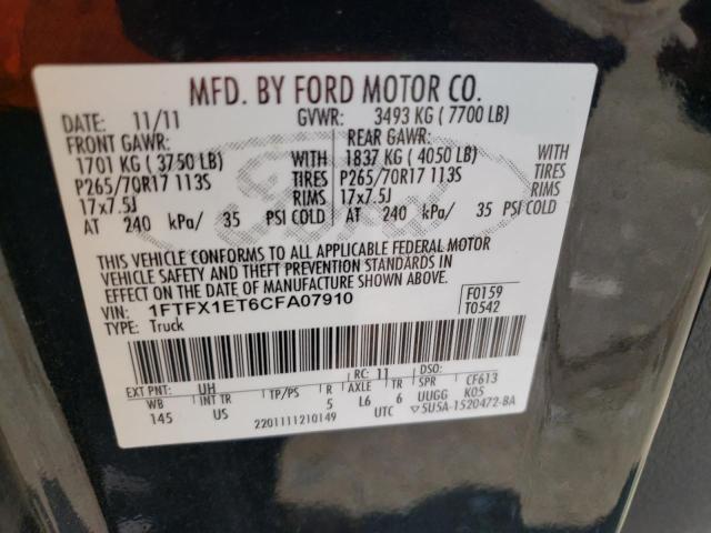 Photo 10 from auction – 2012 FORD F150 SUPER with VIN 1FTFX1ET6CFA07910