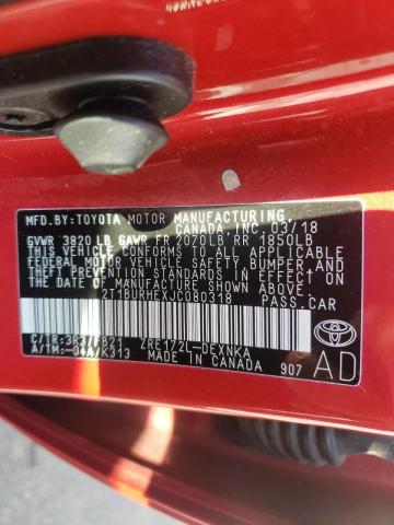 Photo 10 from auction – 2018 TOYOTA COROLLA L with VIN 2T1BURHEXJC080318