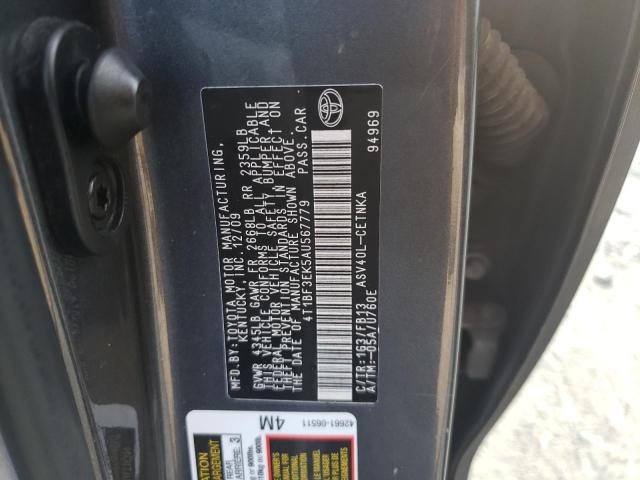Photo 10 from auction – 2010 TOYOTA CAMRY BASE with VIN 4T1BF3EK5AU567779