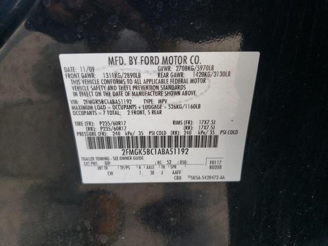 Photo 10 from auction – 2010 FORD FLEX SE with VIN 2FMGK5BC1ABA51192