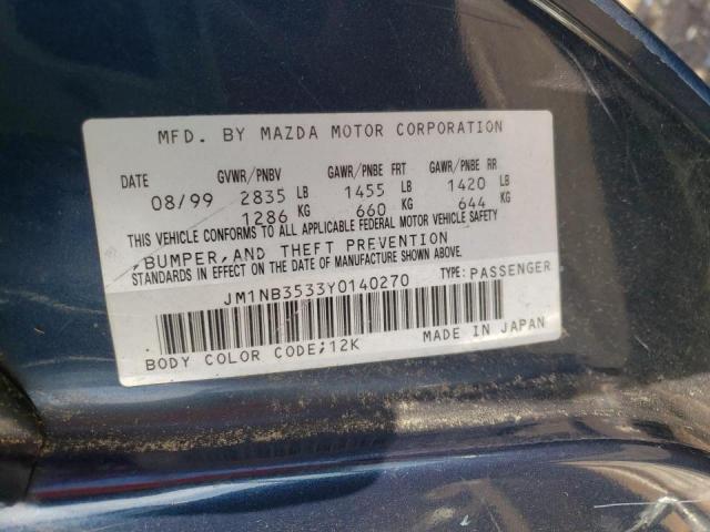 Photo 10 from auction – 2000 MAZDA MX-5 MIATA with VIN JM1NB3533Y0140270