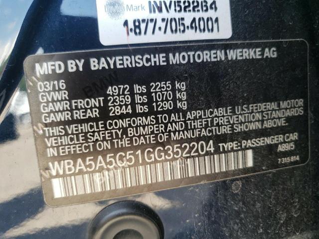 Photo 10 from auction – 2016 BMW 528 I with VIN WBA5A5C51GG352204