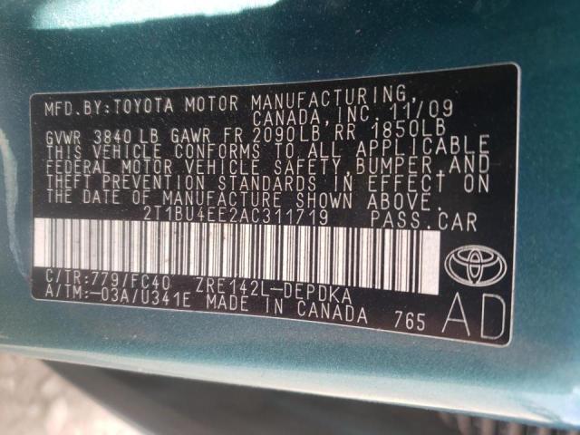 Photo 10 from auction – 2010 TOYOTA COROLLA BA with VIN 2T1BU4EE2AC311719
