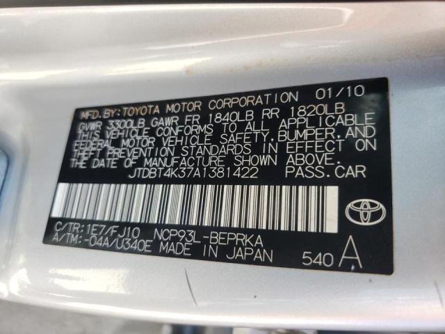 Photo 10 from auction – 2010 TOYOTA YARIS with VIN JTDBT4K37A1381422