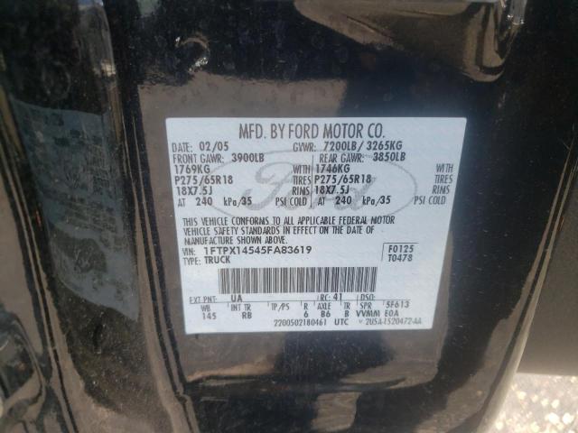 Photo 10 from auction – 2005 FORD F150 with VIN 1FTPX14545FA83619