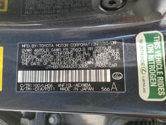 Photo 10 from auction – 2010 LEXUS HS 250H with VIN JTHBB1BA4A2013305