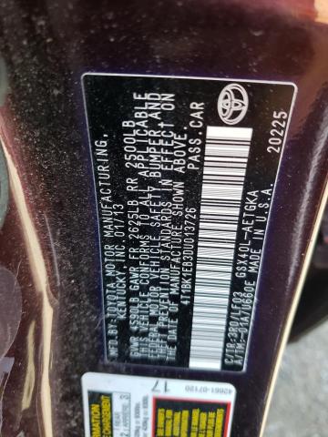 Photo 10 from auction – 2013 TOYOTA AVALON BAS with VIN 4T1BK1EB3DU013726