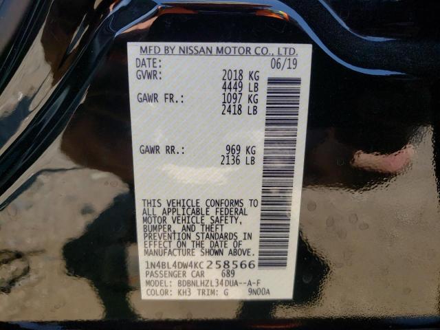Photo 10 from auction – 2019 NISSAN ALTIMA SV with VIN 1N4BL4DW4KC258566