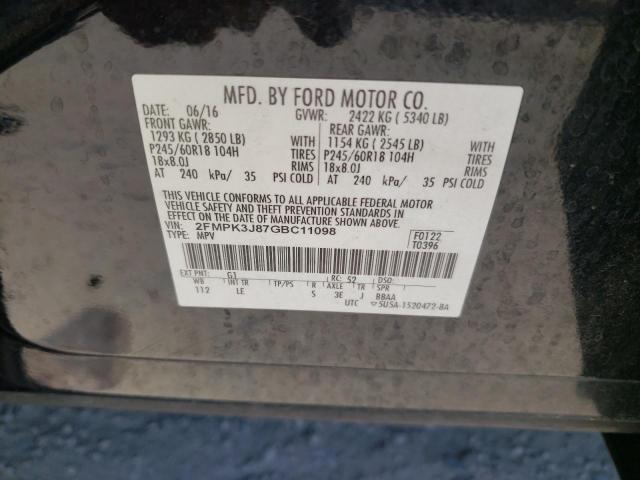 Photo 10 from auction – 2016 FORD EDGE SEL with VIN 2FMPK3J87GBC11098