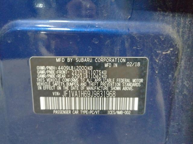 Photo 10 from auction – 2018 SUBARU WRX LIMITE with VIN JF1VA1H69J9831968