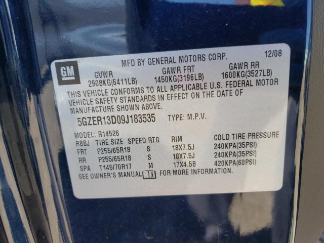 Photo 10 from auction – 2009 SATURN OUTLOOK XE with VIN 5GZER13D09J183535